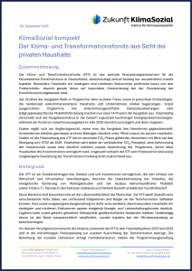 Zukunft-KlimaSozial-Publikation-KlimaSozial-kompakt-KTF-aus-Sicht-privater-Haushalte Titelseite der Publikation "