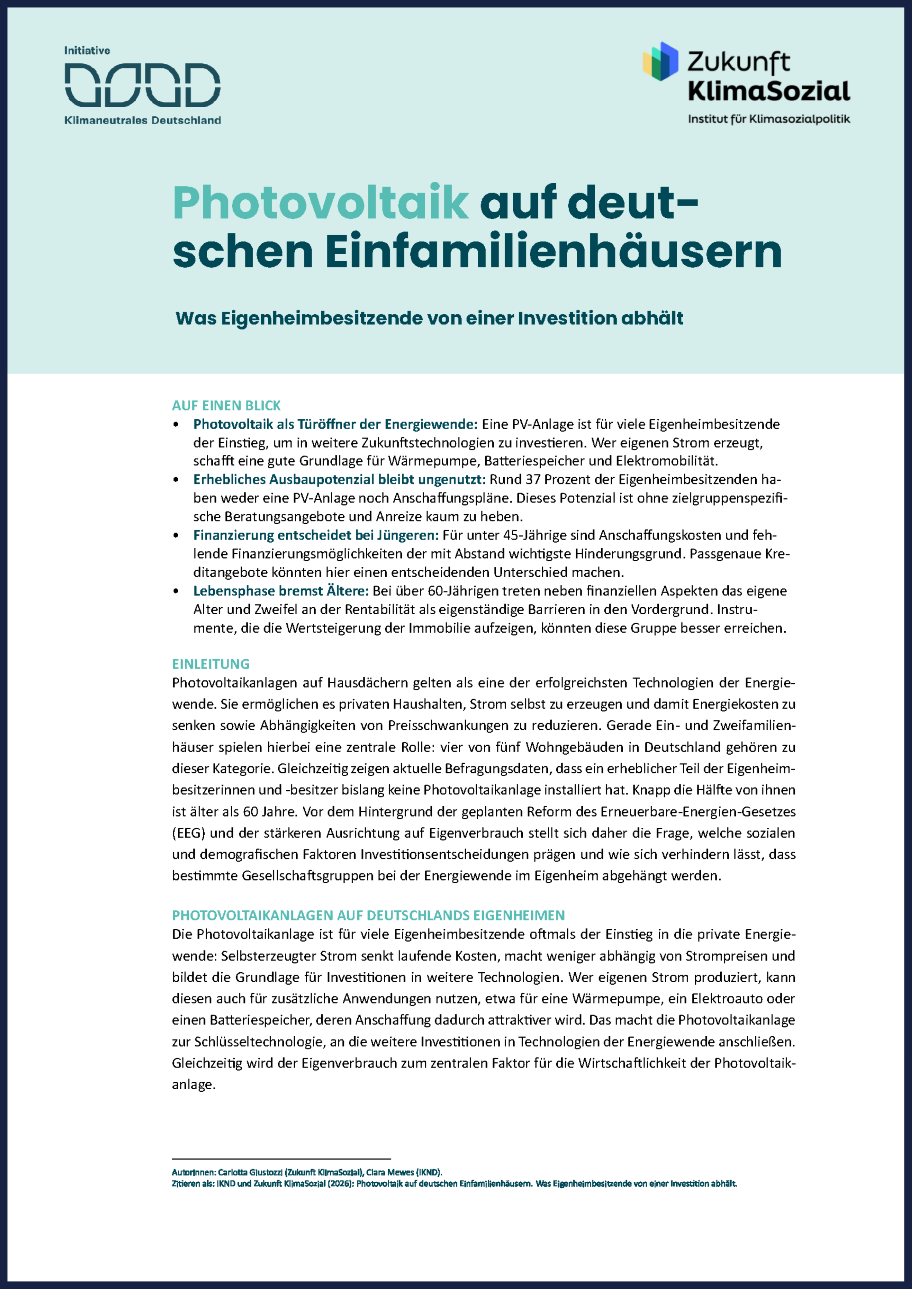 IKND_ZKS_Factsheet_Photovoltaik-auf-deutschen-Einfamilienhäusern_Titelblatt-mit-Rahmen